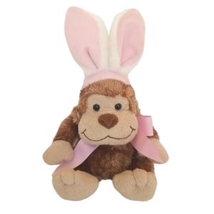 Animal Adventures Brown Monkey with Bunny Ears and Tail with Pink Bow